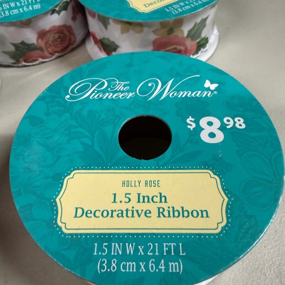 Pioneer Woman Holly Rose Floral Ribbon. 4 rolls brand new - Picture 3 of 6